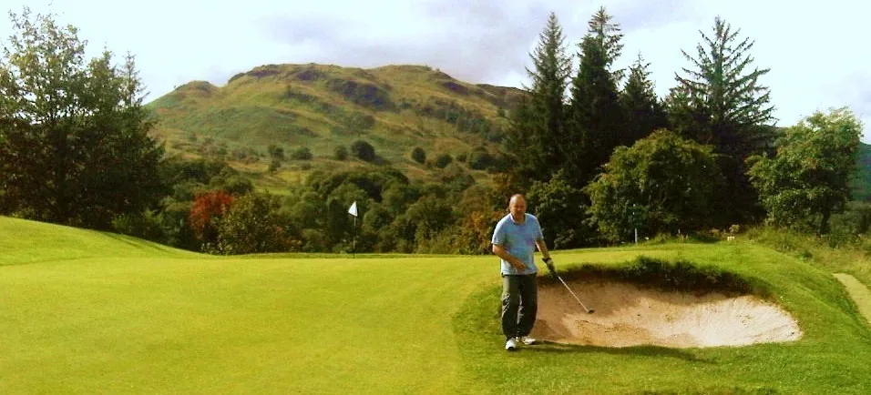 Killin Golf Club with the hills of Breadalbane behind