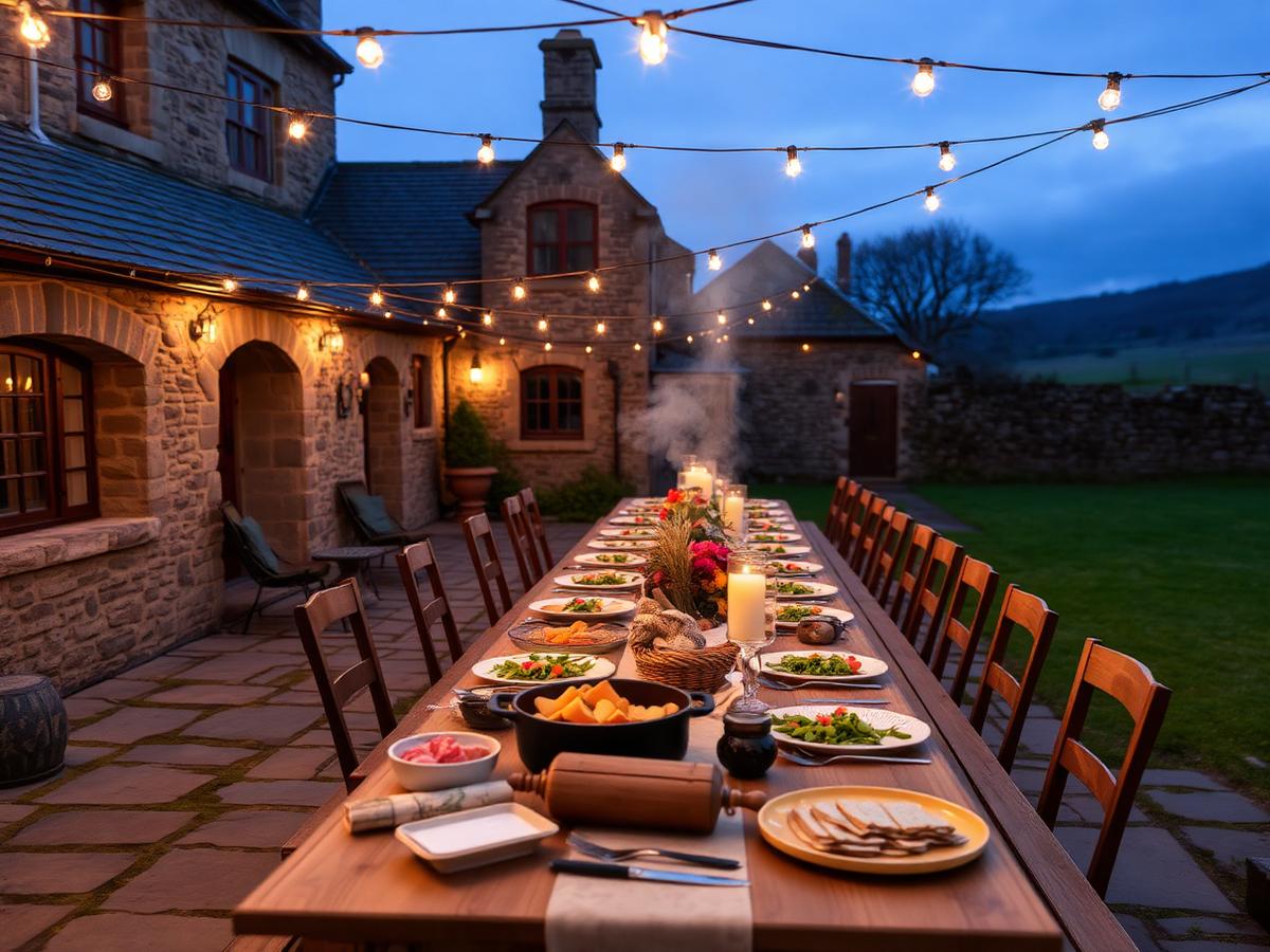 Courtyard BBQ dinner